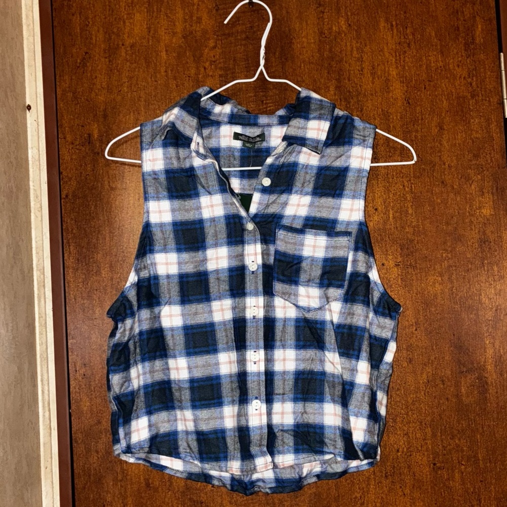 Wild Fable Blue and White Plaid Tank Top